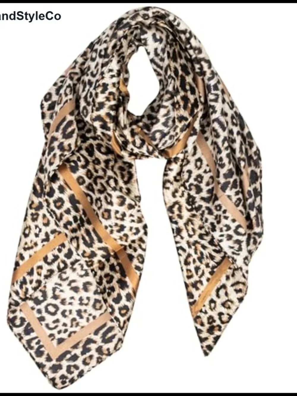Vintage Leopard Print Square Scarf, 35x35 Silk Feeling Bandana, Neck & Head Wrap